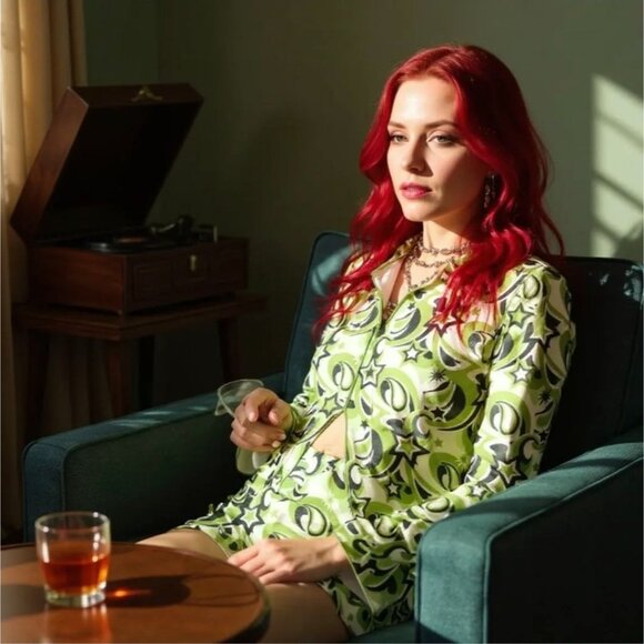 Milky Way Shirt in Lime Green by Badee – Celestial Lounge Edition S - Picture 2 of 4